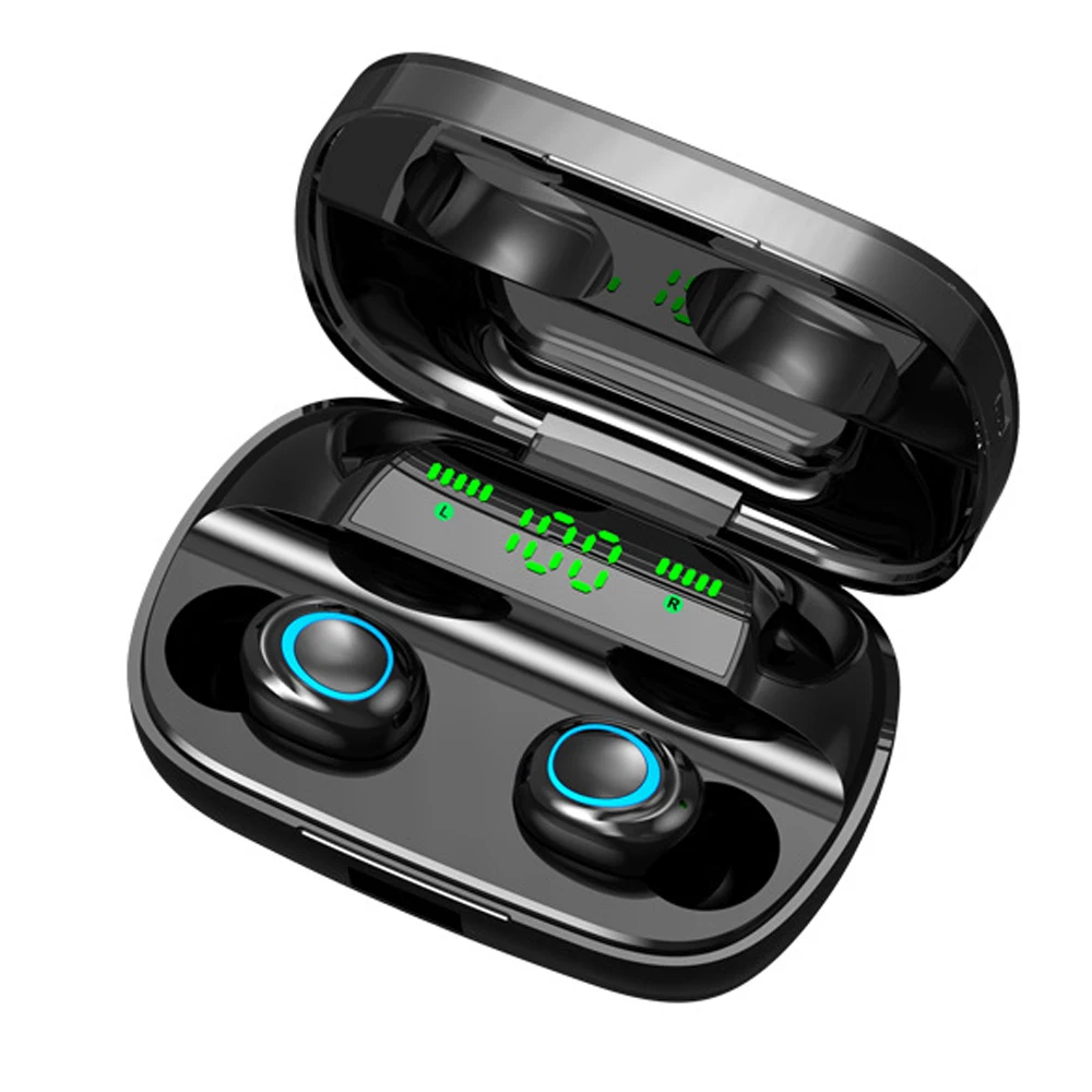 

new LCD Digital display mini stereo wireless bluetooth tws earbuds, Black,white