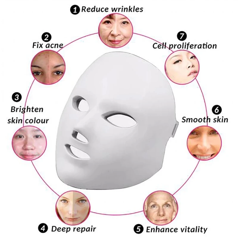 

7 Colors Electric Led Facial Mask Machine Light Therapy Beauty Skin Care Beauty Led Mask Led Photon Household Spectrometer