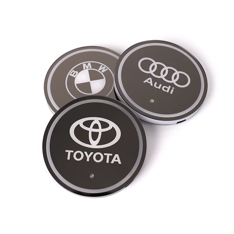 

Car colorful luminous water coaster suitable for all cars, customizable pattern LED decoration light coaster