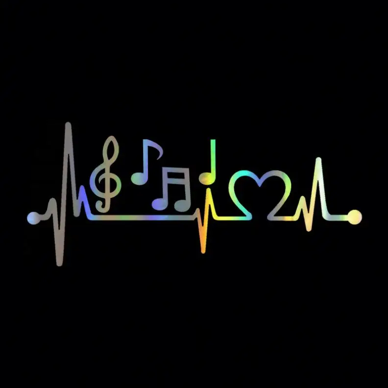 

Car Sticker 3D Music Notes Heartbeat Sticker on Car Funny Stickers and Decals Vinyl Car Styling 18cm*8cm