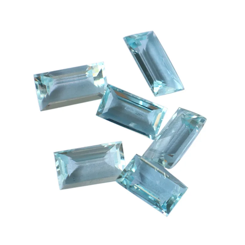 

SGARIT stone jewelry factory wholesale Rectangle Princess Cut High Quality light blue Natural Aquamarine Loose Stone