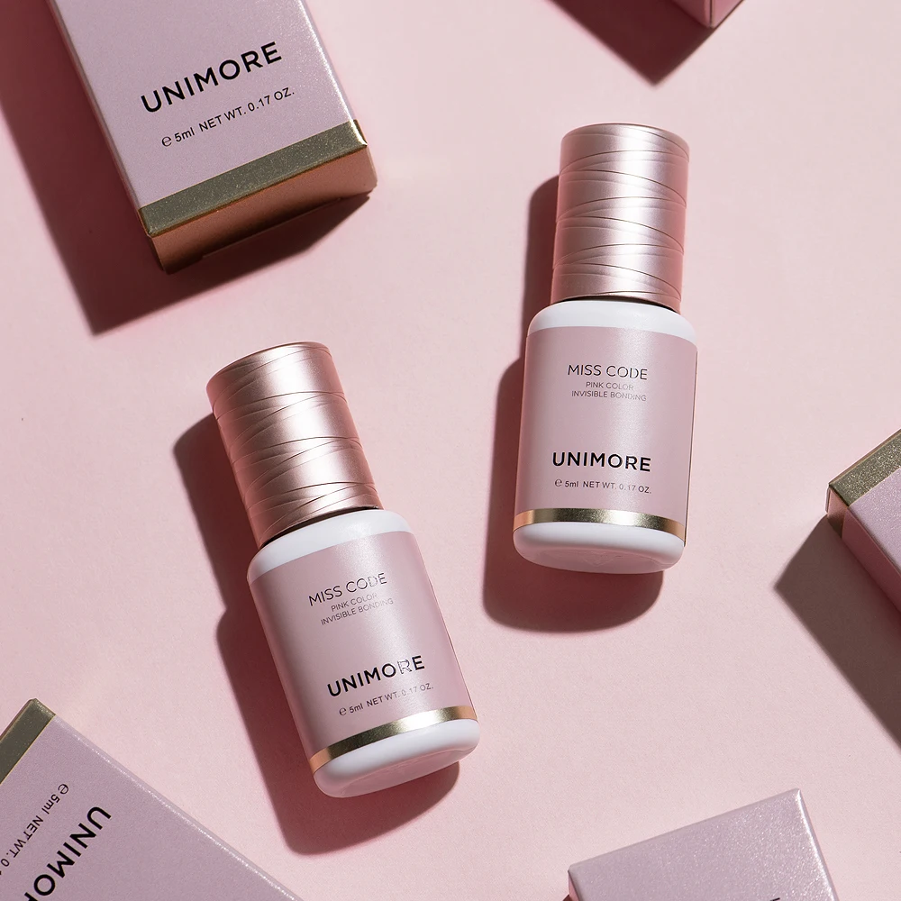 

Unimore Glue Eye Lash Strong Pink Mink Individual Extension Eyelashes Waterproof Brand Label Bottle Lashes Extension Glue