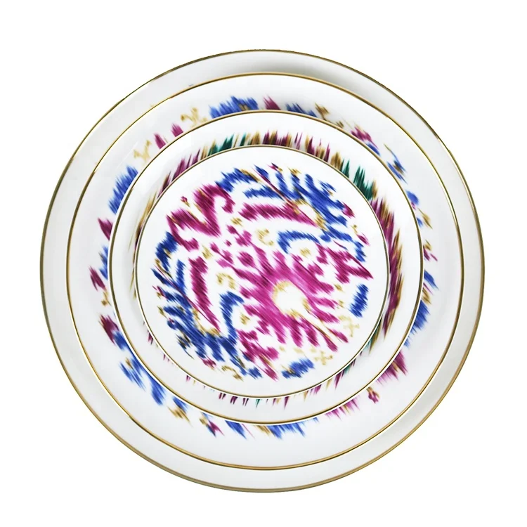 

4 Pieces Mexican Wholesale Ceramic Plates Modern Restaurant Dinnerware Moroccan Pottery Dinner Set, As shown