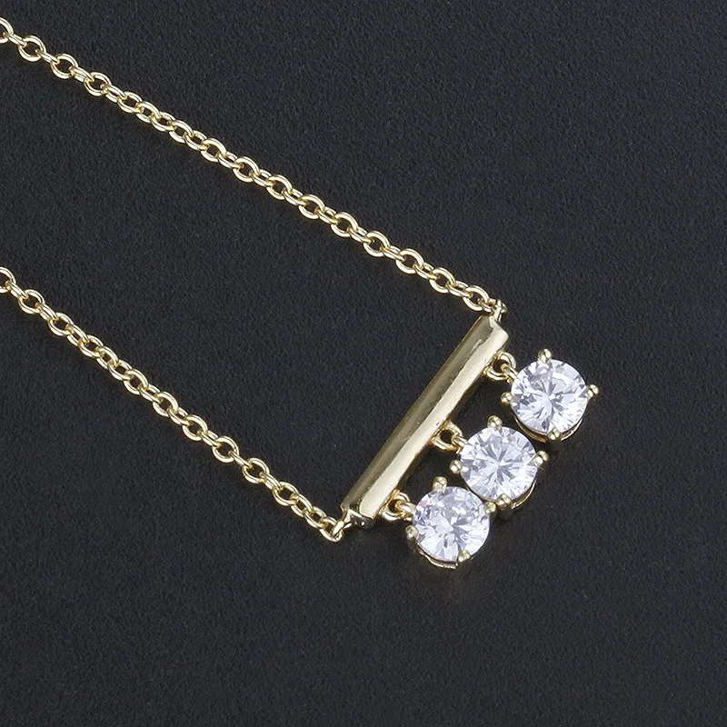 

Jewelry Handmade Custom 18K Gold Cubic Zirconia Silver Iced Out European Style Link Chain Diamond Necklace