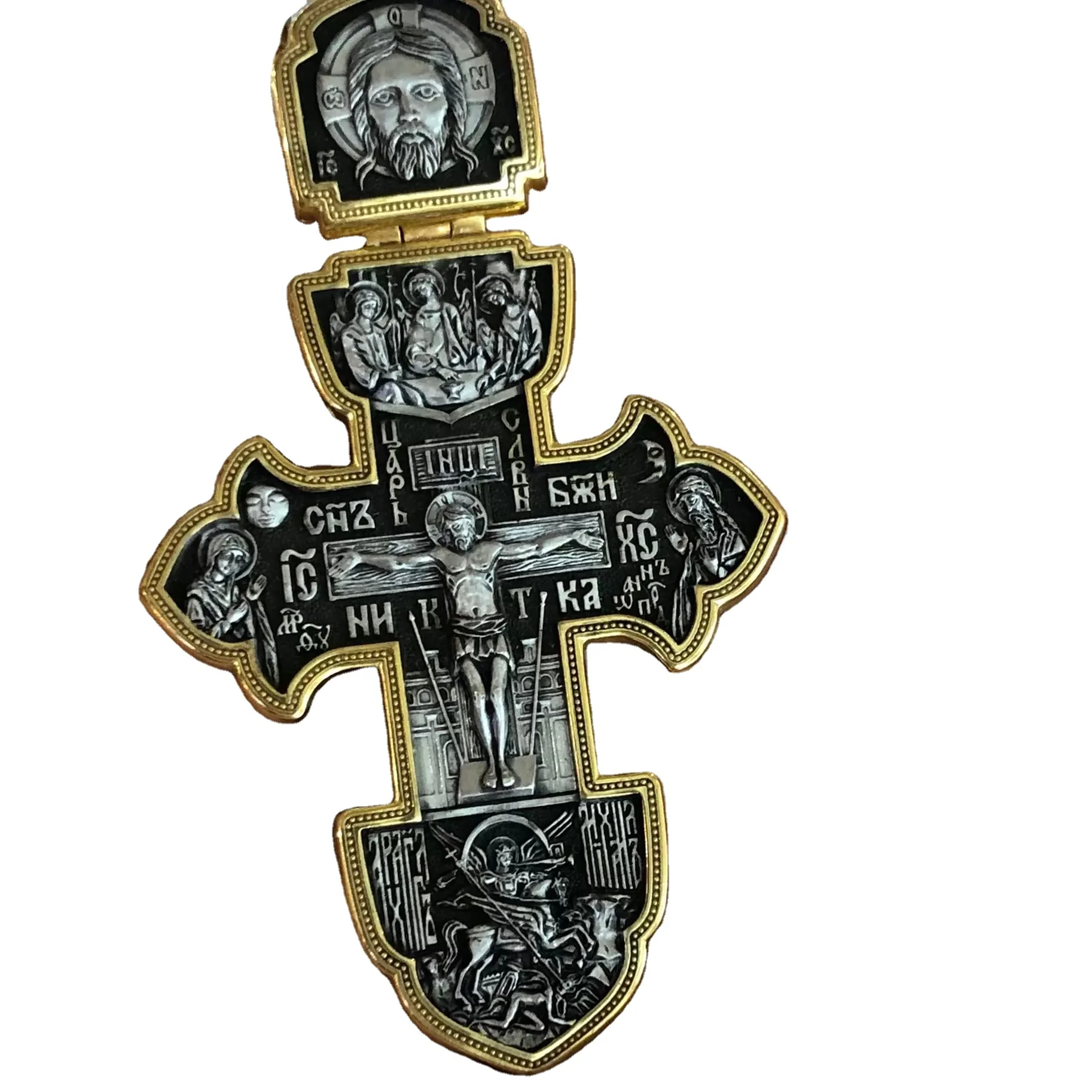 

Handmade Religious High Quality Russian Design Orthodox Cross Pendant Necklace Christian Big Cross Necklace, Picture