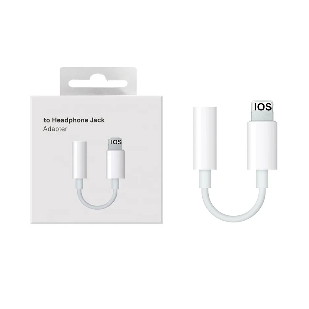 

headphone adapter audio otg splitter for apple 8pin to 3.5mm earphone jack aux adapter cable for iphone, White