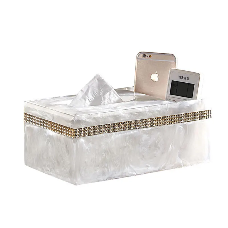 

New Products Fashion Home Decoration Resin Pearl White tissue box holder