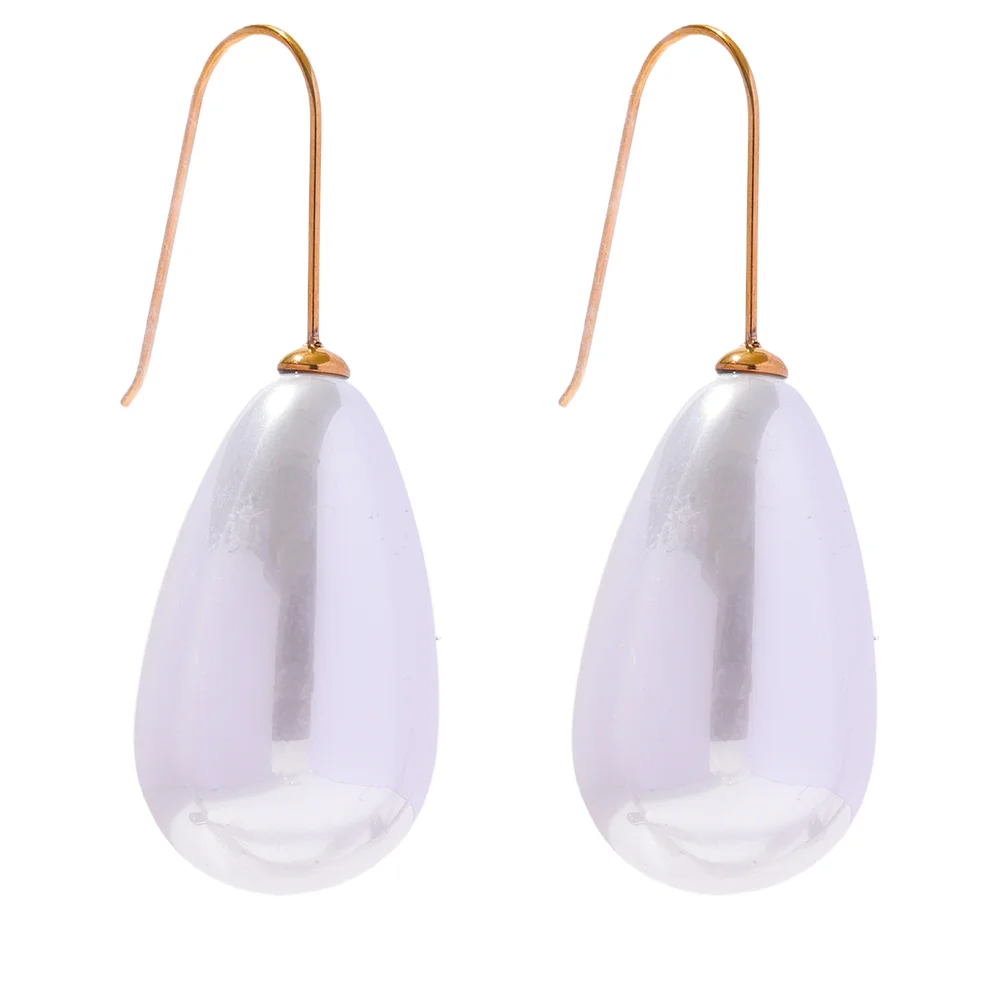 

JINYOU 2772 Big Imitation Pearls Water Drop Earrings Gold Color Stainless Steel Elegant Trendy Daily Jewelry Women Party Gift