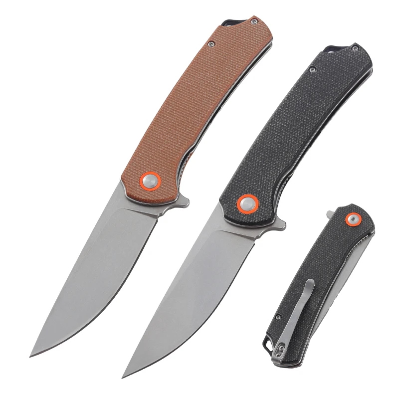 

New Design Drop Point D2 Steel Blade Outdoor portable G10 Micarta Handle EDC Camping Folding Pocket Knife
