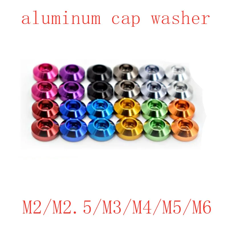 

50pcs/lot cap head aluminum washer M2 M2.5 M3 M4 M5 M6 Corlorful Aluminum Alloy Cap Head screw Gasket washer for RC parts