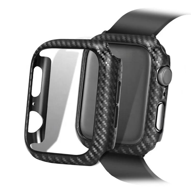 

Premium Quality Carbon Fiber Pattern Watch Case for Apple Watch Series 3 4 38mm 42mm 44mm For iWatch Carbon Fiber Watch Cover, Black