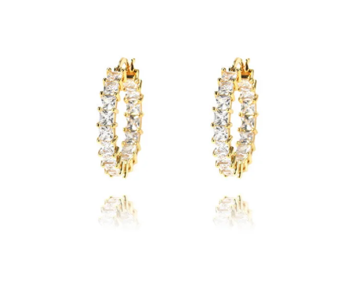 

Temperament Fashion Earrings Wholesale Cubic Zirconia Hoop Earrings Jewelry Gold Plated Earrings Charms Women, Silver/golden