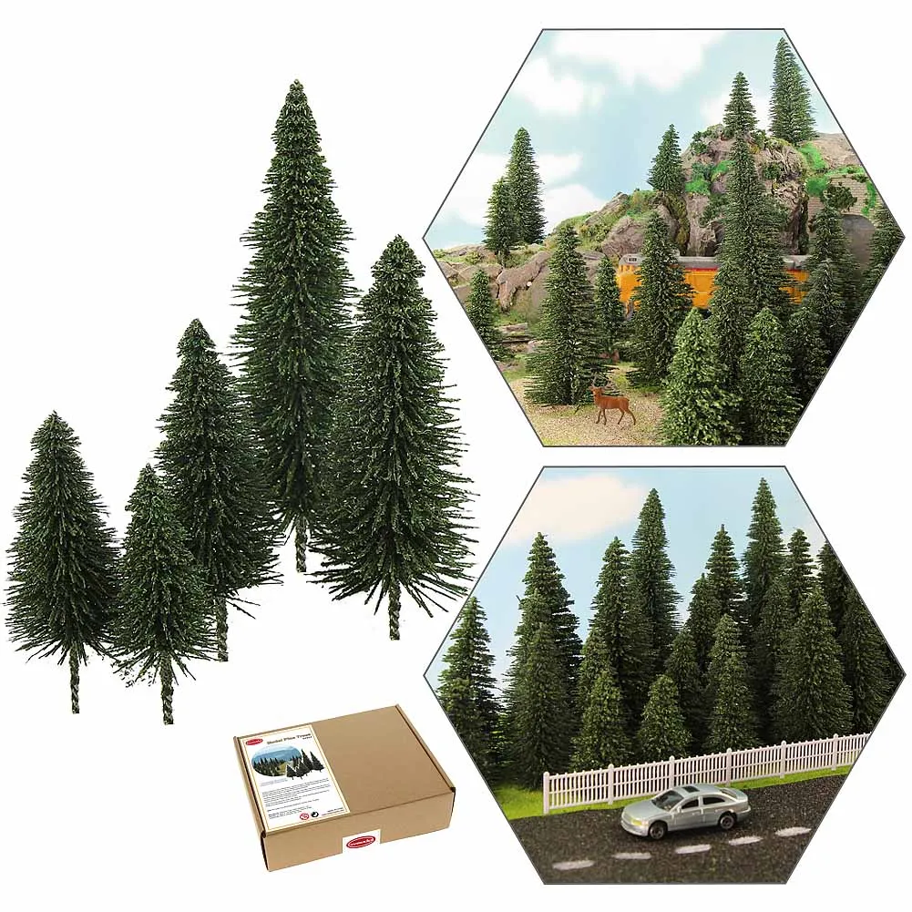 

S0804 HO O N Z Scale Model Railroad Layout Street Tree Model Pine Trees Dark Green