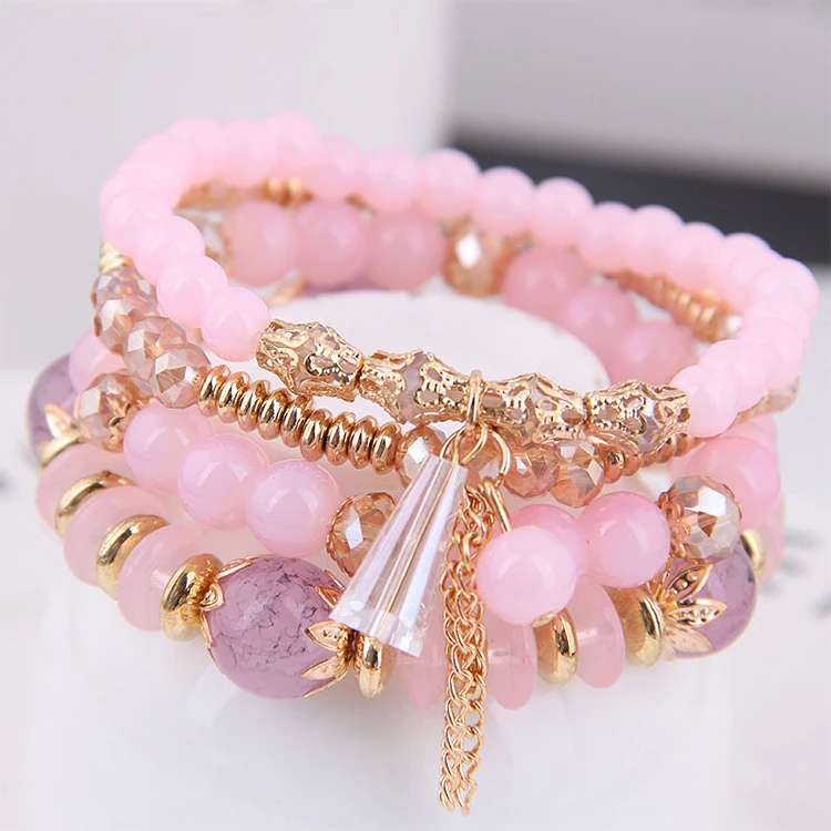 

European and American style jewelry Bohemian national style bracelet handmade beaded multi-layer crystal bracelet bracelet, Picture