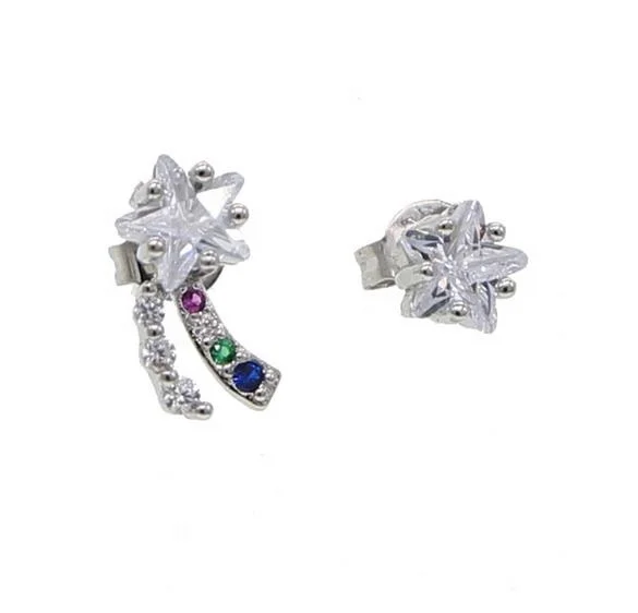 

2021 Christmas gift New jewelry Single stone simple Star Shooting Star stud Earring For Girl