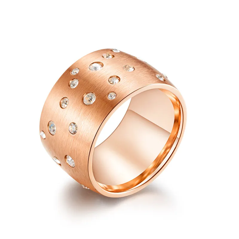 

2020 Trendy Diamond Gold Women Shinning Gypsophila Unisex Stainless Steel Finger Ring