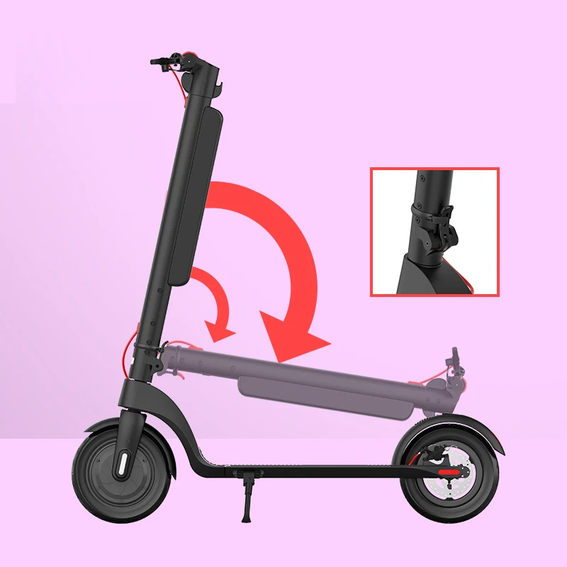 

X8 Big Battery Capacity Kick Scooter For Adult 10 Inch Air Tire 2 Two Wheel Folding Electric Scooters 350W Motor, Black