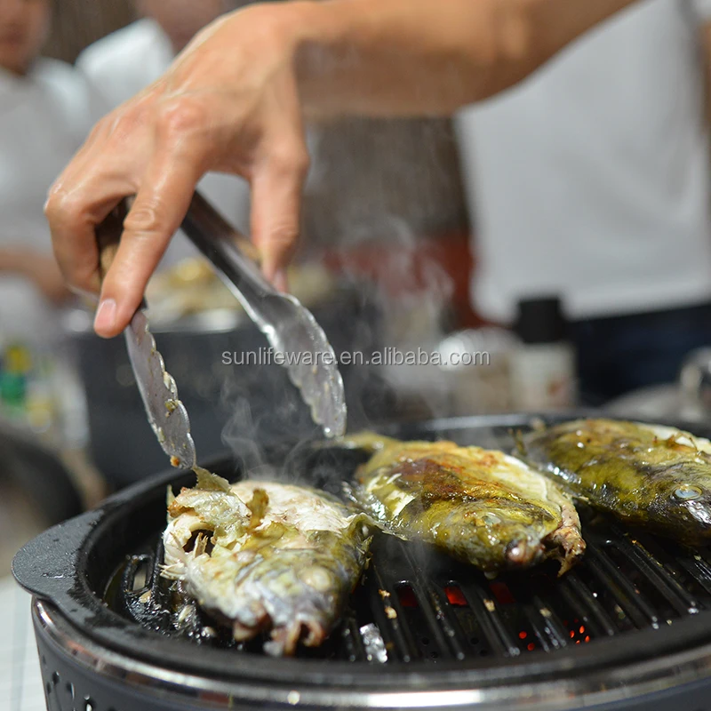 2021 New Arrival Portable Outdoor Cast Iron Korean Barbecue Charcoal Barbeque Grills BBQ Accasories Restaurant Table BBQ Grills