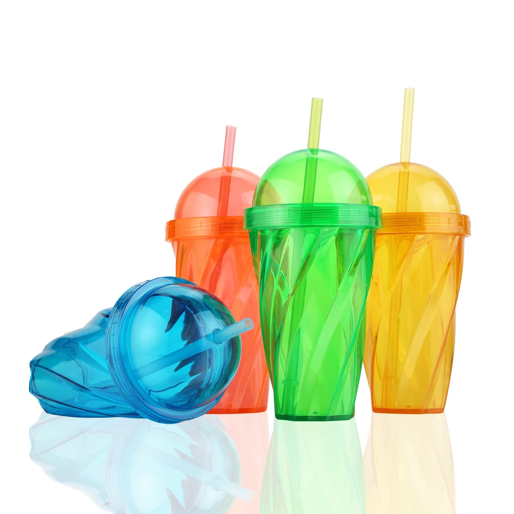 

Custom Insulated 500ml Colorful Water juice Wave Sippy Plastic Cup For Drinking
