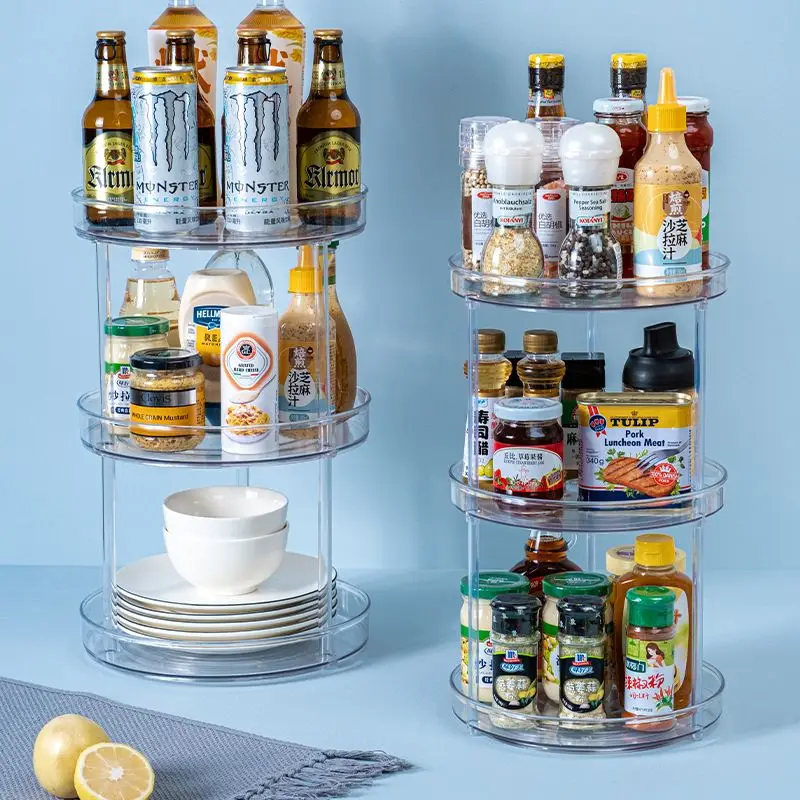 

Hot selling multi-layer kitchen spice rack acrylic tabletop storage organizer with divider, Transparent