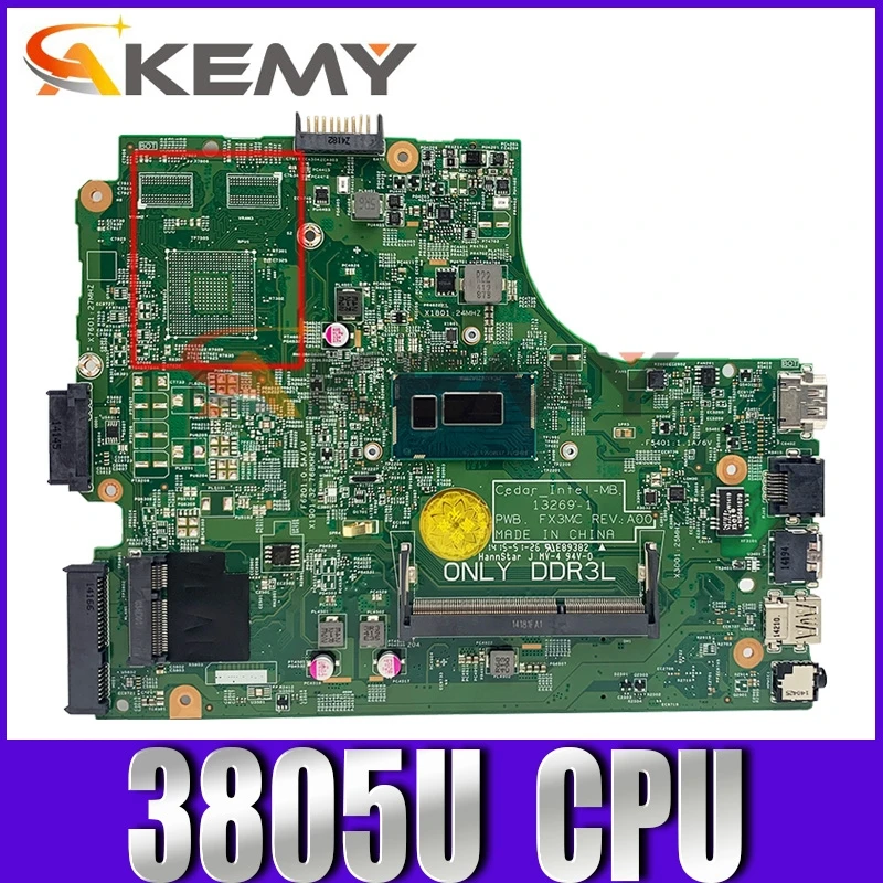 

Original Laptop motherboard For DELL 3442 3542 3443 3543 Core 3805U SR210 Mainboard 13269-1 CN-0R0R20 0R0R20