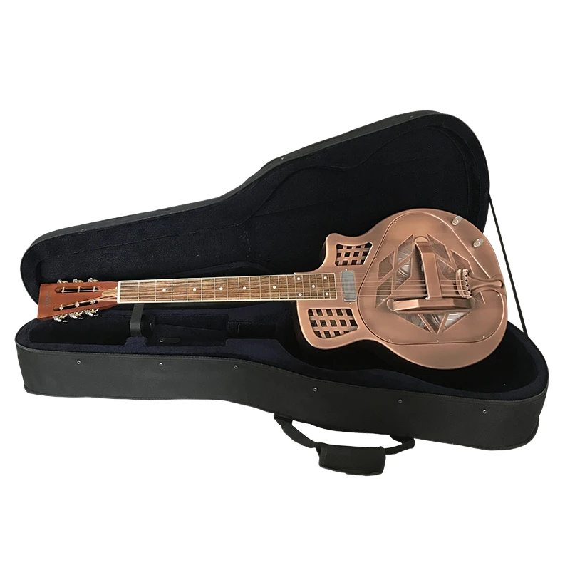 

Custom made aiersi brand Vintage red rust finishing resonator guitar Cutaway Bell Brass Body electric Resonator Guitar for sale