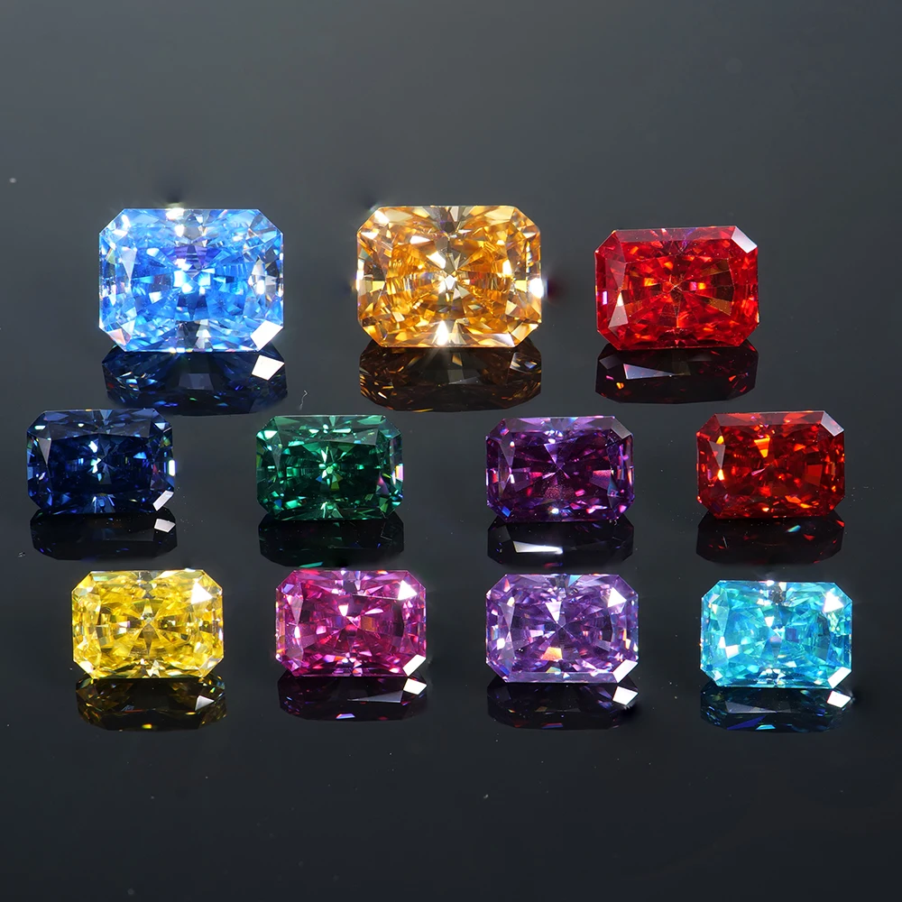 Wholesale Factory Price Lab-Grown Mossanite  in Fancy Yellow Pink Green VVS Radiant Cut Loose Gemstones