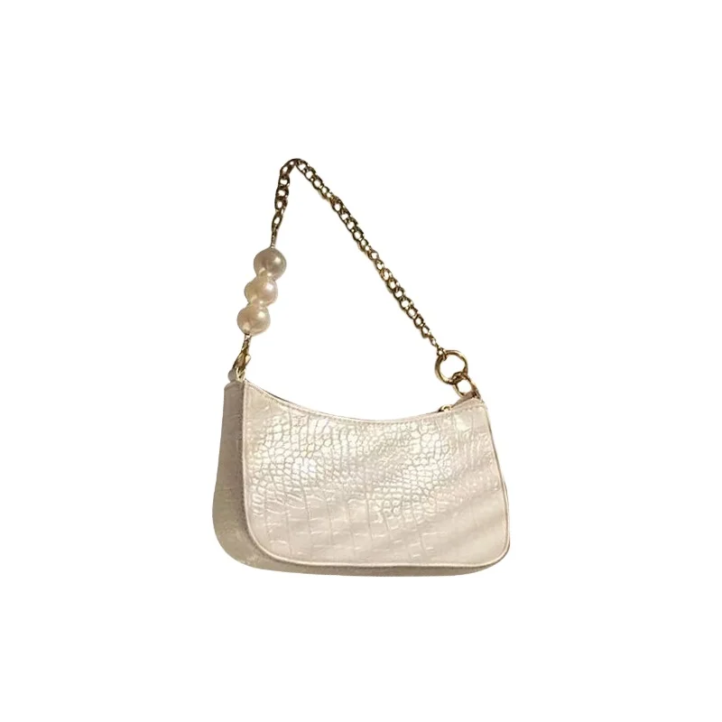 

Factory direct custom women handbags crocodile mini chain pearl luxury underarm PU leather bag, Customizable