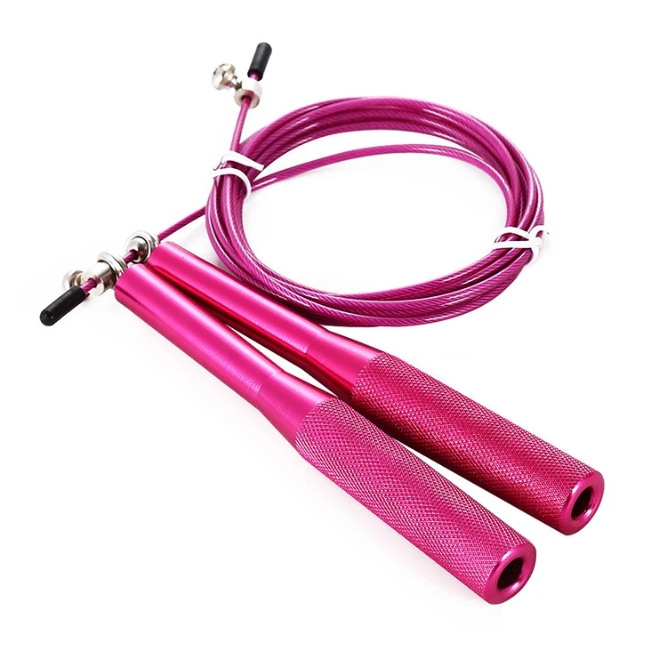 

Color PVC Coated Ball Bearing Retractable Freestyle High Speed Crossfit Jump Pink Skipping Rope