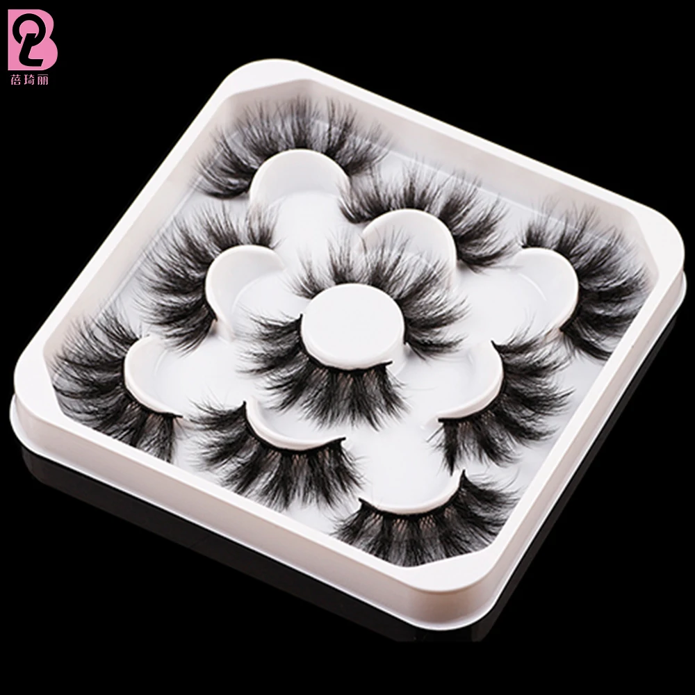 

Beiqili Wholesale 5 Pairs Private Label Eye Lashes 3d 5d Mink 25mm Strip Eyelashes With Customized Packaging Own Brand Box Cils