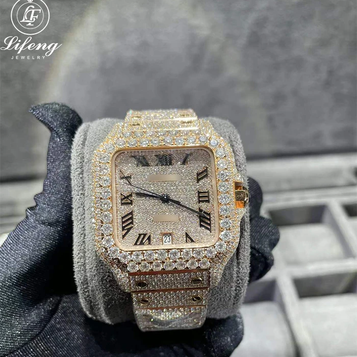 

new Luxury fashion mens watch and pass diamond tester full iced out diamond hip hop moissanite watch