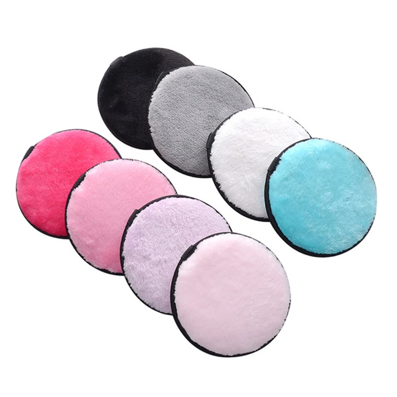 

Microfiber Makeup Cleaning Puff High Quality Cleansing Face Washable Reusable Make up Remover Pads, Customized color