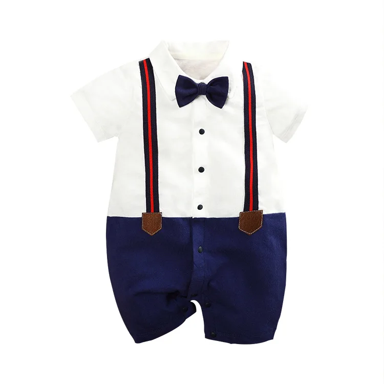 

Baby Clothing Stock Kids Summer 0-12 Months Infant Toddler Gentleman Outfits Clothes Baby Boy Romper, Picture shows