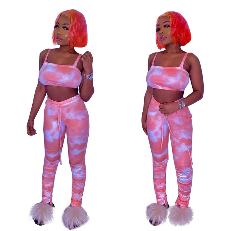 

B16082A 2021 Spring new arrivals woman sports fashion casual pants set, Black/white/pink/gray/green