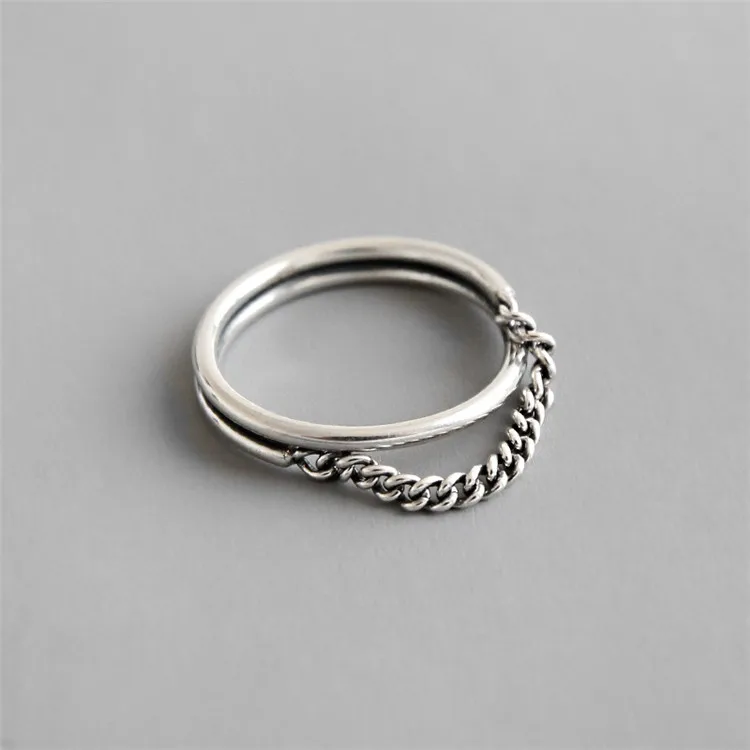 

2020 New Arrival S925 Chain Tassel Ring 100% Real 925 Sterling Silver Tassel Chain Ring For Women, As picture