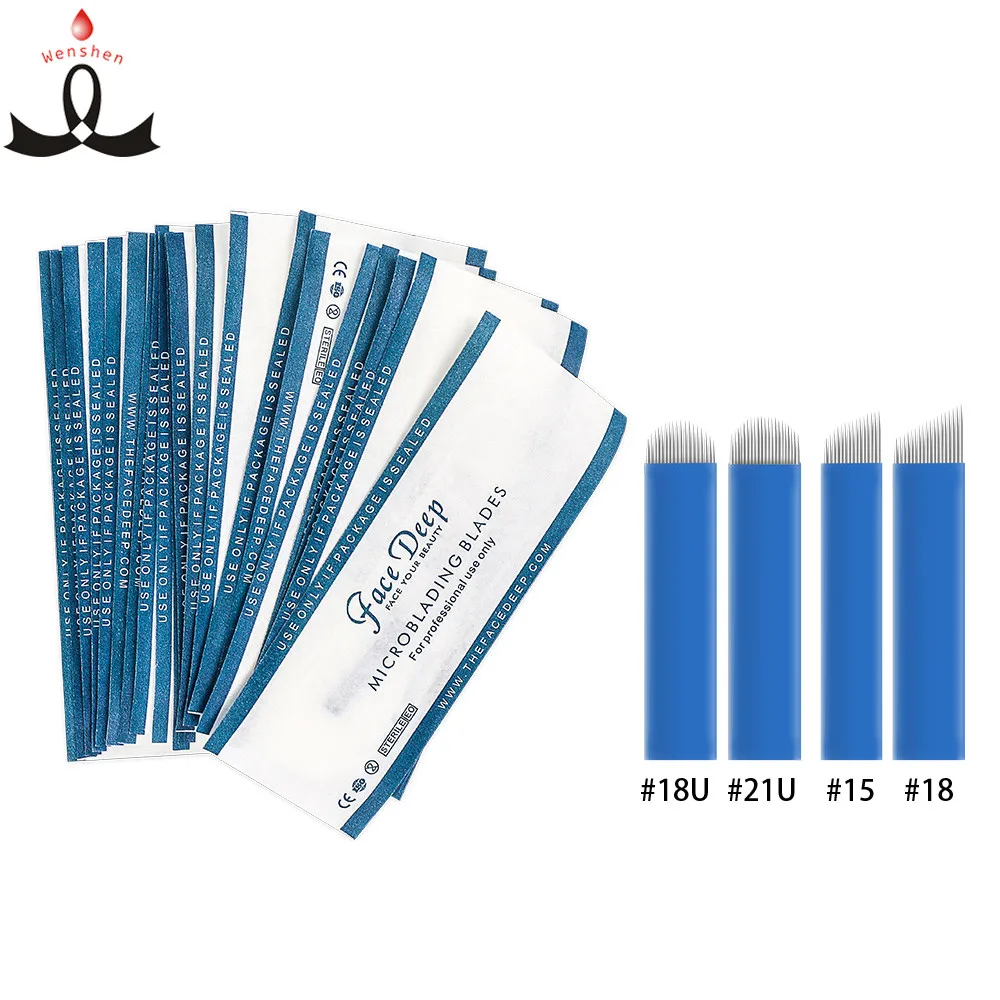 

FACE DEEP Blue Stainless Steel Flexible Micro Blade Needles Super Sharp Nano Microblading Needles Blade Sterilized by EO Gas