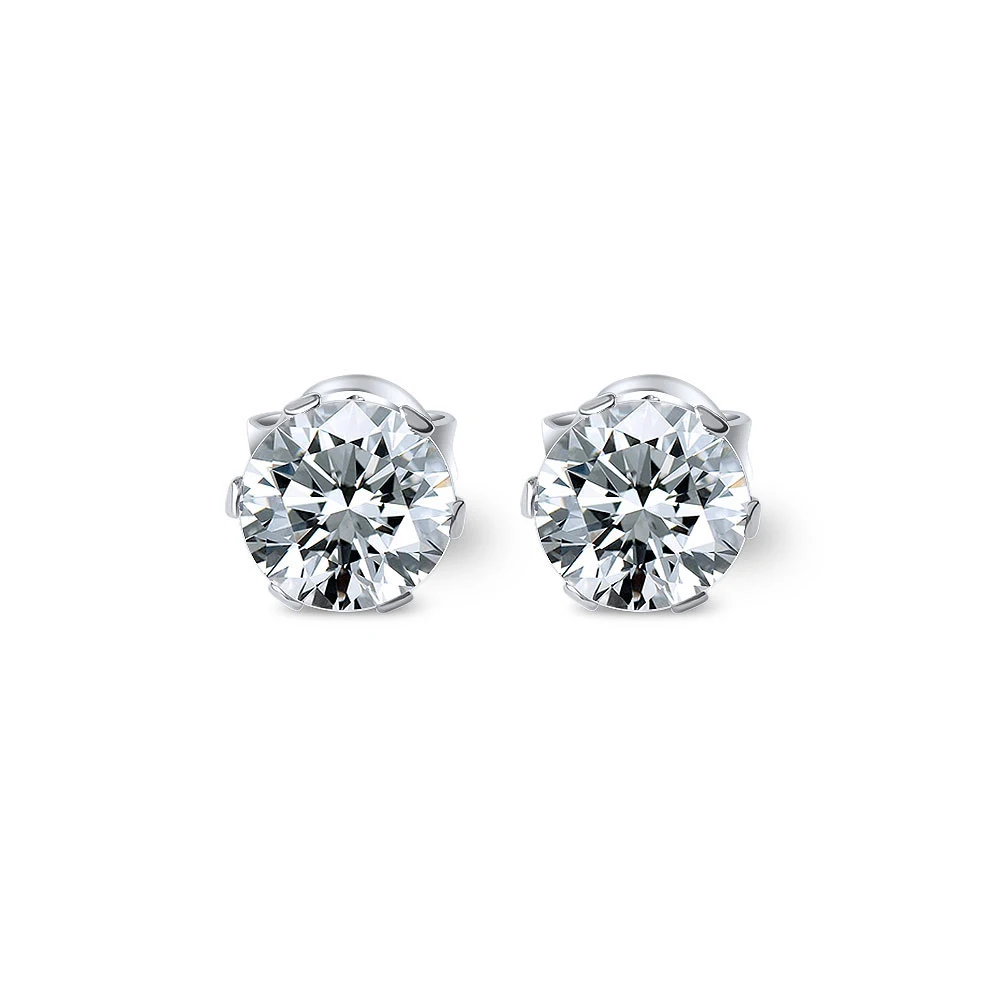 

Fashion Women High Quality Clear Cubic Zirconia Crystal Rhinestone Stainless Steel Small Diamond Stud Earrings, Silver