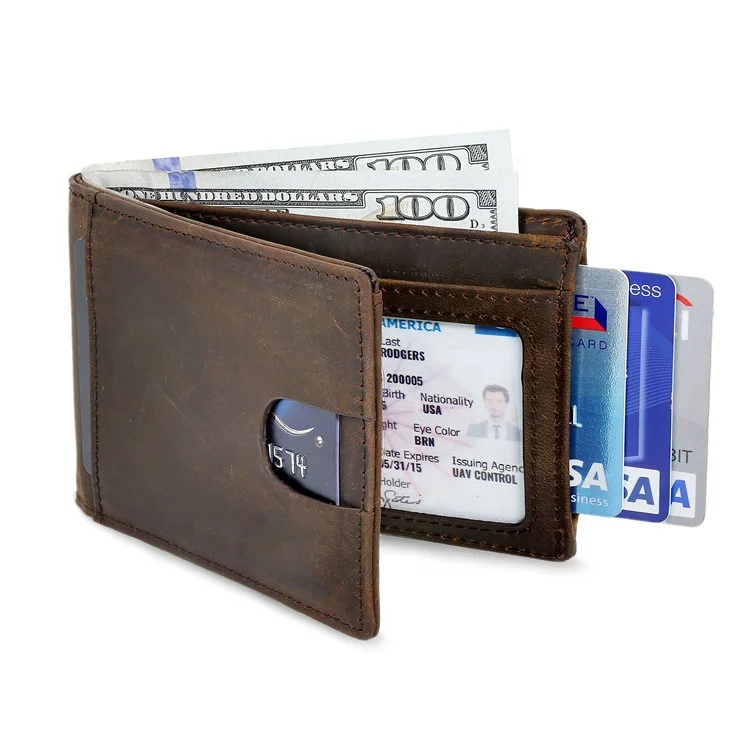 

simple vintage leather men slim wallet wholesale brown wallet minimalist card holder wallet