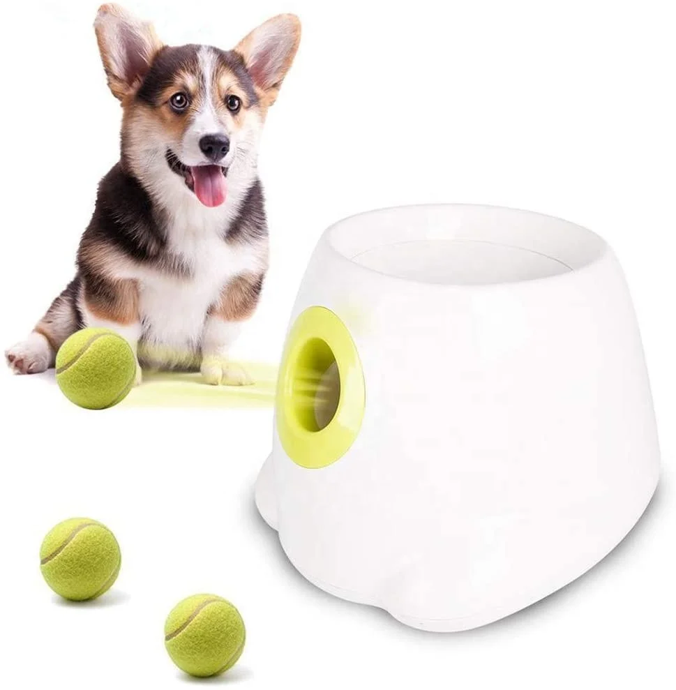 

All-For-Paws 3 Tennis Balls Electric Dog Launcher Automatic Interactive Dog Toys Ball Thrower for Trainer Tennis Ball Launcher, White & green