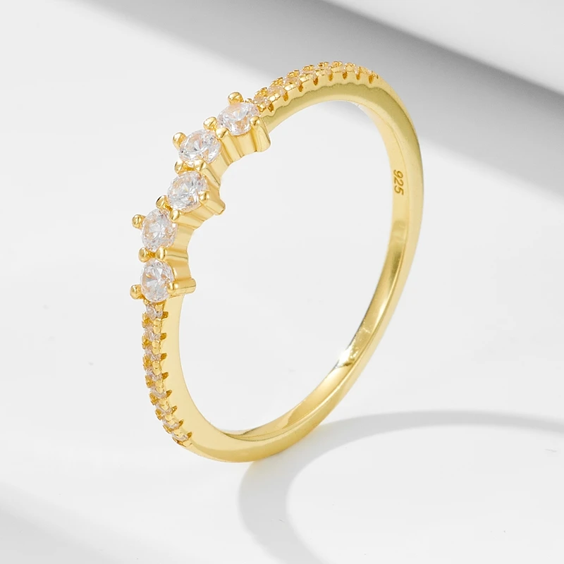 New Design Sterling Silver Simple Rings Small CZ 925 Silver Ring Women Wedding Ring