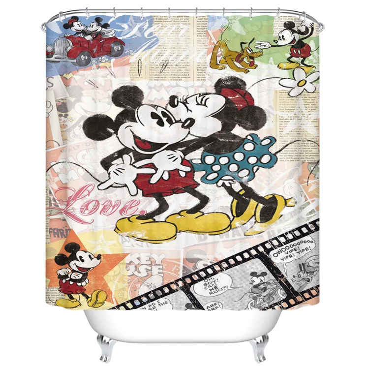 

Mickey mouse water resistant polyester thick fabric fancy shower curtains