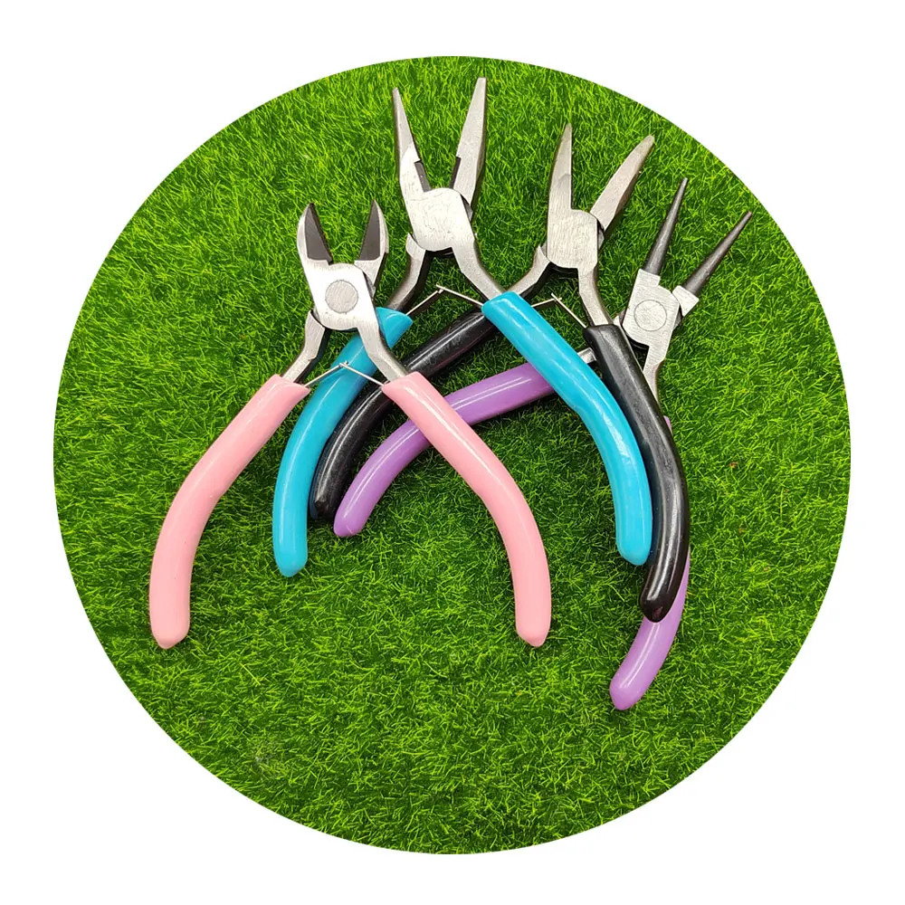 

New Popular 4Pcs/Set Mini Colorful Diagonal Pliers Round Nose Curved Needle Insulated Pliers For Jewelry Making Finding Supplier