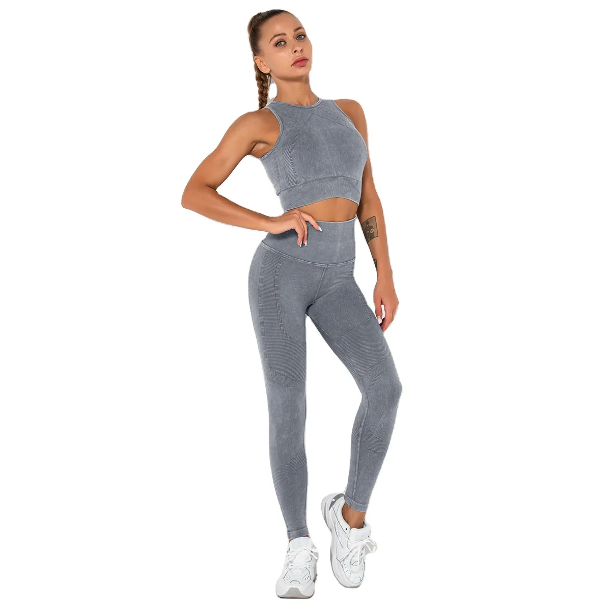

Spot Breathable Tight Fitting Sportswear Seamless Knitted Washed Yoga Suit