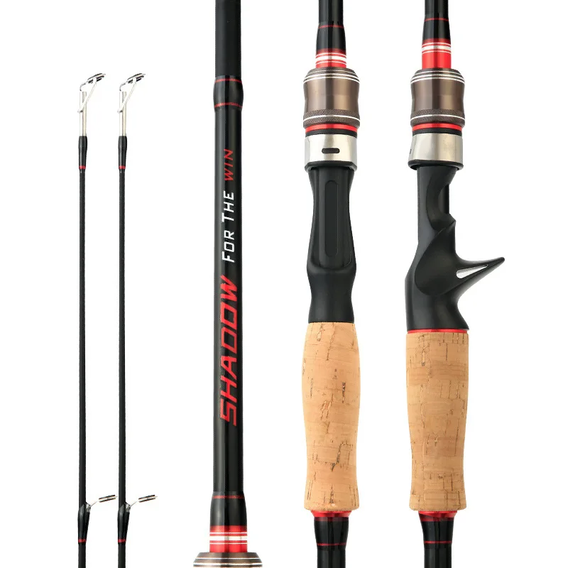 

1.8m 2.1m 2.4m 2 Rod Tips M/ML spinning casting OEM Fishing Rod Sea Bass High-end Carbon Lure Fishing Rod, Black