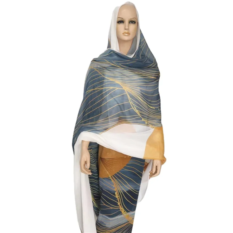 factory wholesale sudanese women toub digital printed cotton voile dress sudanese women toub