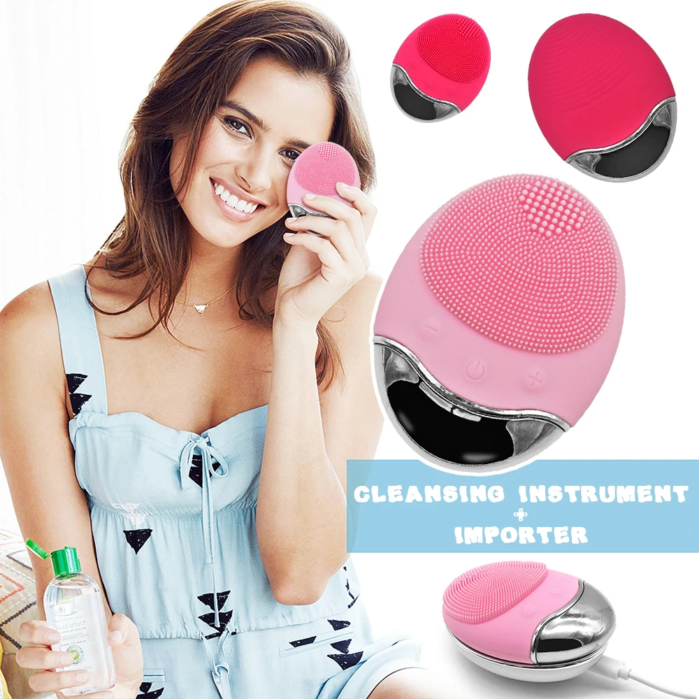 

electric waterproof exfoliating wireless silicone deep pore facial cleansing brush