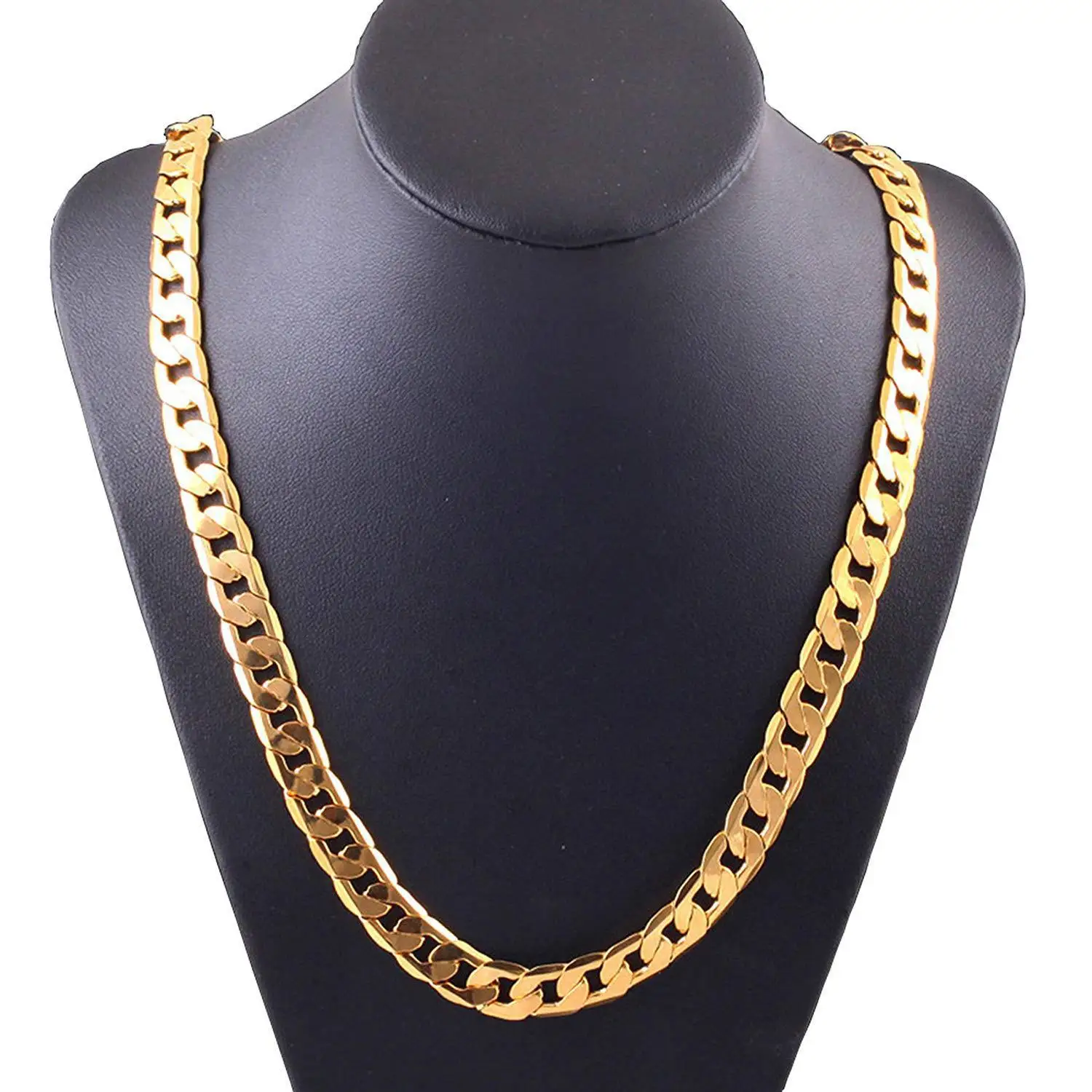 

Men 18K Gold Plated Necklace 6mm Width Chain Fashion Fine Necklace Bracelet Unisex Cuban Link Chain Jewelry Necklace, Golden