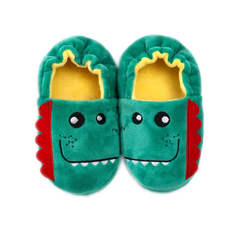 

Children's cotton slippers to keep warm in autumn and winter cartoon dinosaur plush cotton slippers, As shown