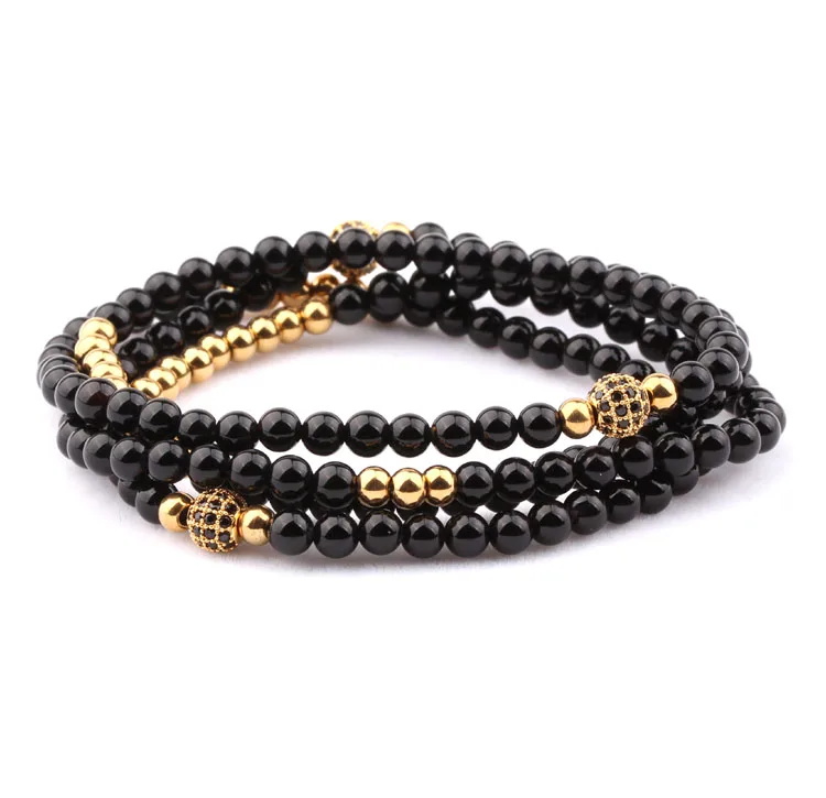 

New arrival multi layer natural gemstone black onyx beads bracelet