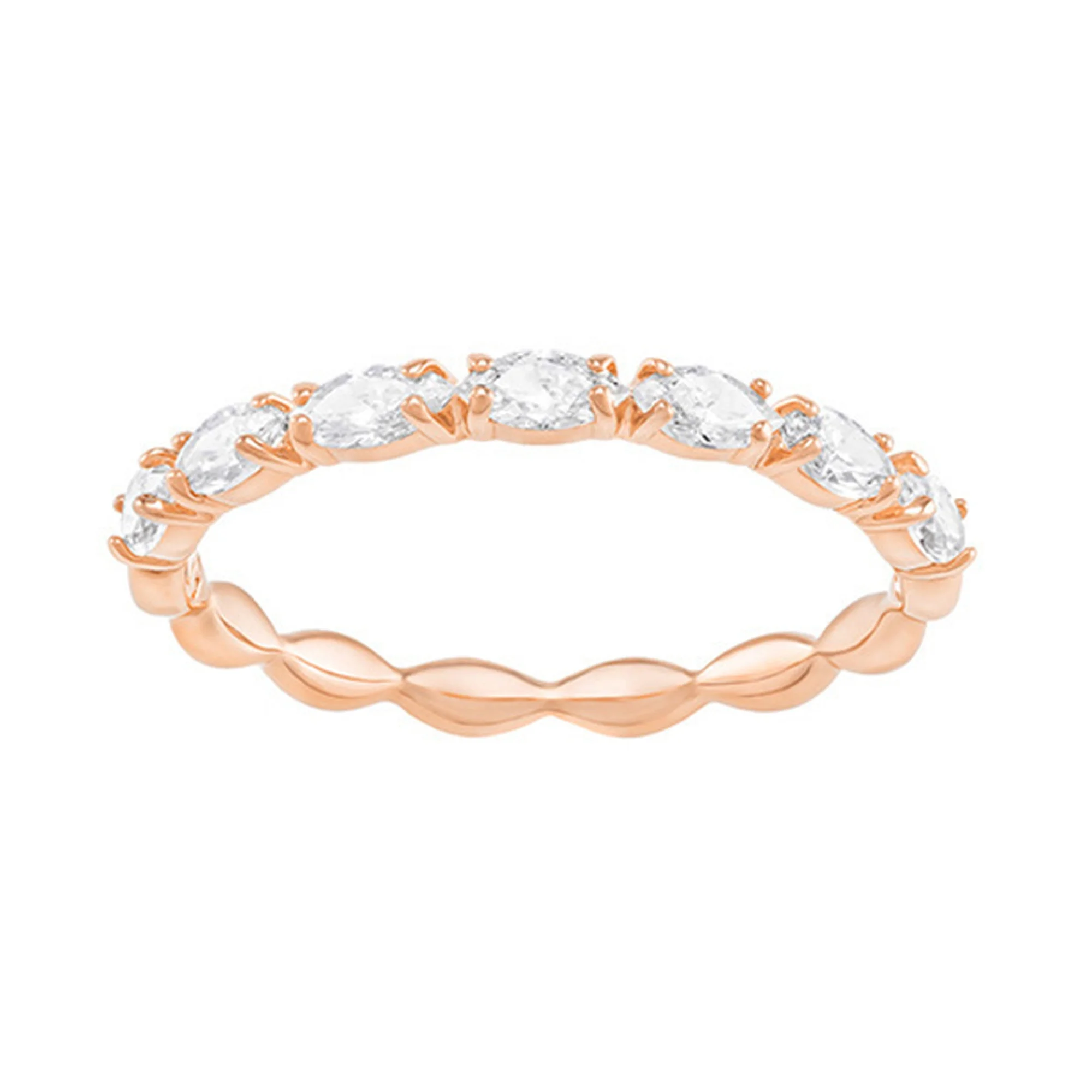 

925 silver fine jewelry ring rose gold plated marquise zircon eternity band ring
